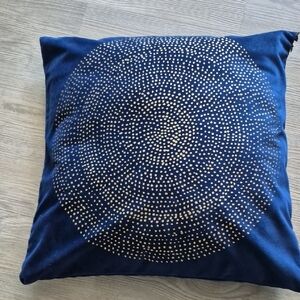 Navy Blue and Gold Velvet Decorative Pillow
